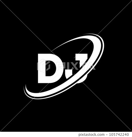 DJ D J letter logo design. Initial letter DJ linked circle uppercase monogram logo red and blue. DJ logo, D J design. dj, d j 105742240