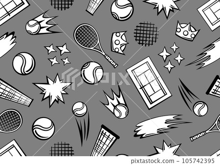 Pattern with tennis items. Sport club illustration. Pattern with tennis items. Sport club illustration. 105742395