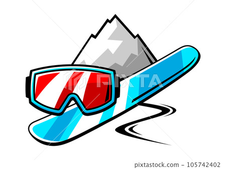 Emblem with snowboarding symbols. Winter sport label or emblem. Emblem with snowboarding symbols. Winter sport label or emblem. 105742402
