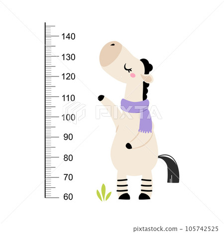Growth Ruler with Cute Zebra Animal at Kids Height Meter Vector Illustration Growth Ruler with Cute Zebra Animal at Kids Height Meter Vector Illustration 105742525