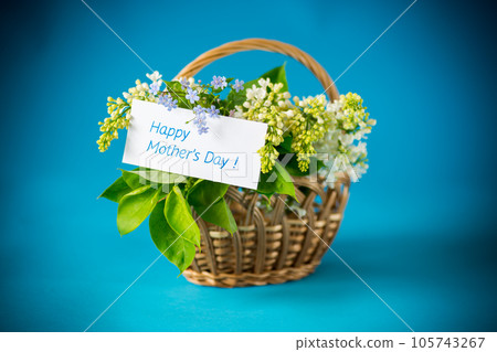 bouquet of white lilacs with greeting card bouquet of white lilacs with greeting card 105743267
