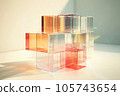 Abstract composition made of different illuminating cubes. Digitally rendered illustration. Technology, business, future, web3, metaverse design concept. Virtual reality, new digital worlds 105743654