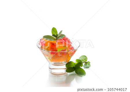 colored sweet fruit jelly in a glass glass 105744017