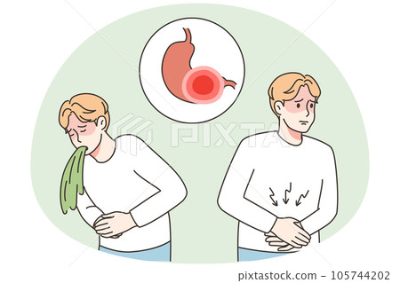 Unhealthy man suffer from food poisoning Unhealthy man suffer from food poisoning 105744202