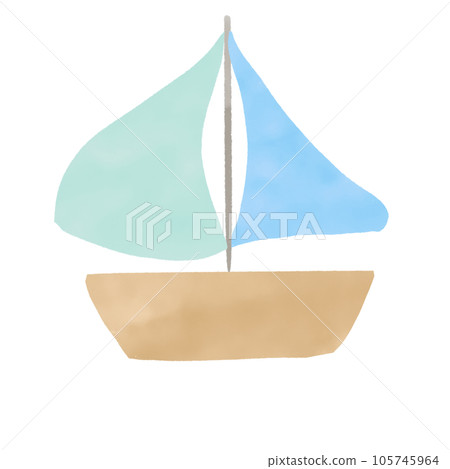 Watercolor style yacht fluttering in the wind 105745964