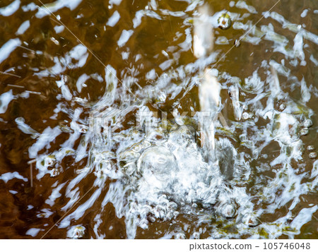 Background material Cool scenery of summer Refreshing water droplets that create ripples in a water bowl Background material Cool scenery of summer Refreshing water droplets that create ripples in a water bowl 105746048