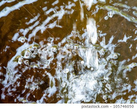 Background material Cool scenery of summer Refreshing water droplets that create ripples in a water bowl Background material Cool scenery of summer Refreshing water droplets that create ripples in a water bowl 105746050
