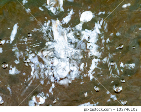 Background material Cool scenery of summer Refreshing water droplets that create ripples in a water bowl Background material Cool scenery of summer Refreshing water droplets that create ripples in a water bowl 105746102
