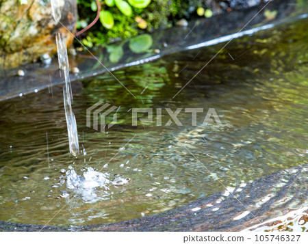 背景素材夏日清涼風景清爽的水滴在水碗中激起漣漪 105746327