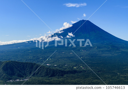 Superb view of Mt.Fuji seen from near Mt. Odake in the Misaka Mountains (summer scenery) 105746613