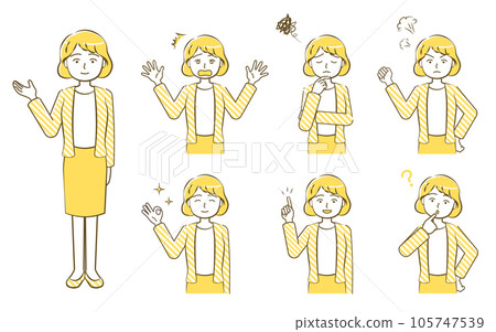 女性姿勢/表情套裝-簡單友善簡約觸摸黃色 女性姿勢/表情套裝-簡單友善簡約觸摸黃色 105747539
