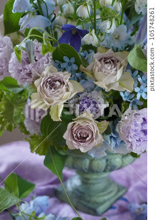Lavender and blue arrangement 105748261