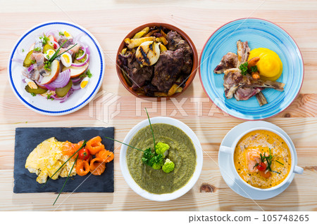 Various dishes of traditional Norwegian cuisine Various dishes of traditional Norwegian cuisine 105748265