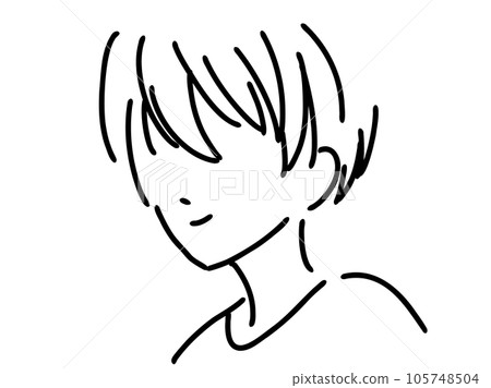 簡單的線條畫可愛的女人/手繪插畫素材 簡單的線條畫可愛的女人/手繪插畫素材 105748504