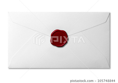 white envelope sealed with sealing wax 105748844