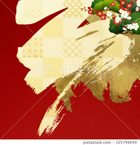 松、竹、梅、金葉的日式背景，充滿喜慶氣氛 105749049