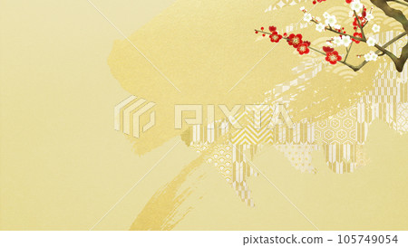 金葉梅花日式背景 金葉梅花日式背景 105749054