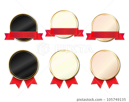 Simple medal set red ribbon 2 105749135