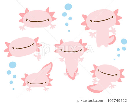 Set of cute Wooper looper and bubble / Hand-drawn illustration material 105749522