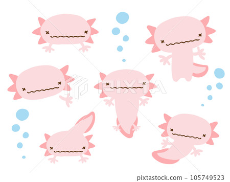 Set of cute Wooper looper and bubble / Hand-drawn illustration material Set of cute Wooper looper and bubble / Hand-drawn illustration material 105749523