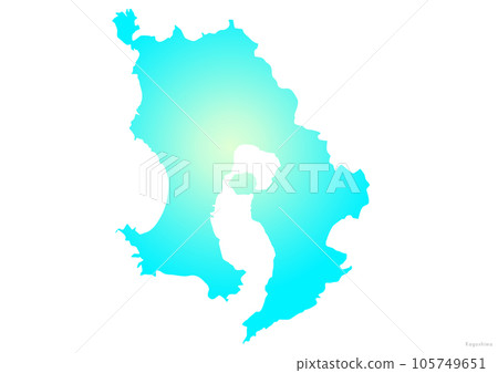 Kagoshima prefecture map illustration marine blue yellow light blue 105749651