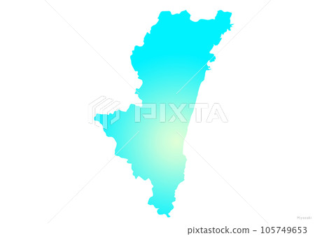 Miyazaki prefecture map illustration marine blue yellow light blue 105749653