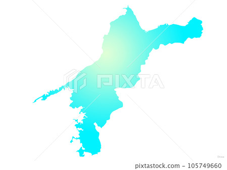 Ehime prefecture map illustration marine blue light blue yellow 105749660