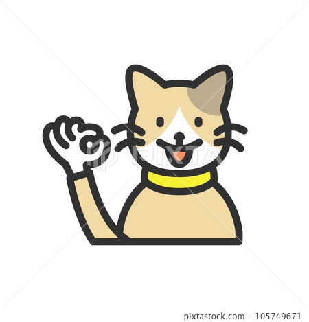 Illustration of a cat doing an OK pose using hands Illustration of a cat doing an OK pose using hands 105749671
