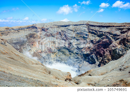 Aso Nakadake No. 1 crater in summer, Aso City, Kumamoto Prefecture Aso Nakadake No. 1 crater in summer, Aso City, Kumamoto Prefecture 105749691