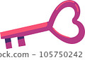 Valentine's day illustration heart shape key. Romantic concept 105750242