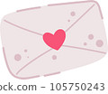 Romantic envelope icon with heart shape. Love letter for happy anniversary concept. 105750243