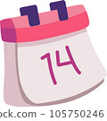 February 14 calendar icon. Valentine's day calendar. Happy anniversary concept 105750246