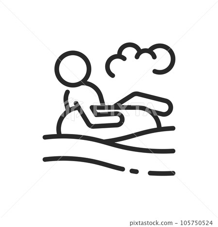 Inflatable Tubing Icon. Vector Outline Editable Sign of Person Tubing on Waves for Fun Water Adventure. Linear Minimal Illustration for Summer Recreation. 105750524