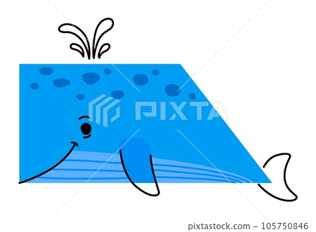 Cartoon blue whale animal character in math shape, geometry education for kids in vector doodle. Cute whale as rectangle trapezium math shape or geometric figure with face for geometry and mathematics Cartoon blue whale animal character in math shape, geometry education for kids in vector doodle. Cute whale as rectangle trapezium math shape or geometric figure with face for geometry and mathematics 105750846