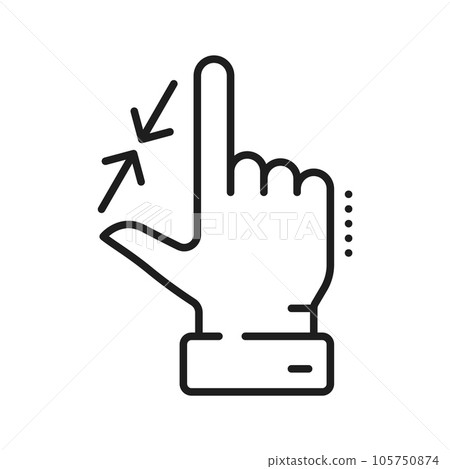 Resize icon for web. Hand gesture for increase and reduce. Arrows for growth and scaling sign, linear flat design tool, decrease and expand symbol 105750874