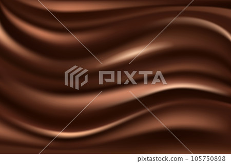 Brown chocolate wave background. Vector smooth, rich, and indulgent. A decadent blend of deep cocoa hues, swirling in graceful waves. Cocoa texture creating a luxurious and tempting visual treat 105750898