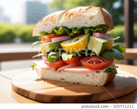 夏季生蔬菜三明治“AI生成圖像” 105751211