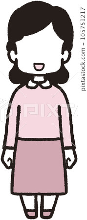 面向前方微笑的懶女人的全身插畫 面向前方微笑的懶女人的全身插畫 105751217