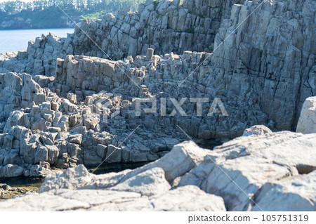 The scenery of Tojinbo, a sightseeing spot with cliffs on a refreshing summer morning｜Sakai City, Fukui Prefecture 105751319