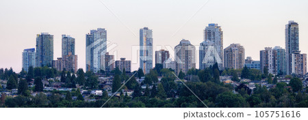 Panoramic View of Residential Apartment Home Buildings in Metrotown Panoramic View of Residential Apartment Home Buildings in Metrotown 105751616