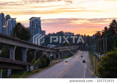 Lougheed Highway during Golden Sunset. Burnaby, Vancouver, BC, Canada Lougheed Highway during Golden Sunset. Burnaby, Vancouver, BC, Canada 105751655