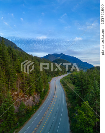 Scenic Highway on the ocean coast with mountain landscape. Sea to Sky Hwy Scenic Highway on the ocean coast with mountain landscape. Sea to Sky Hwy 105751660