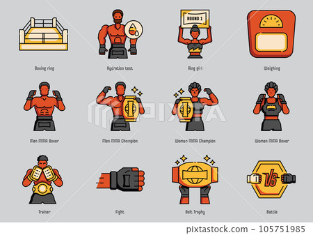 colorline MMA fighting icon set colorline MMA fighting icon set 105751985