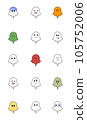Cartoon Halloween icon set vector. Ghosts show different faces and emotions such as love, angry, surprise, happy, sad, thoughtful, excited and stick out tongue in white background. Vector illustration Cartoon Halloween icon set vector. Ghosts show different faces and emotions such as love, angry, surprise, happy, sad, thoughtful, excited and stick out tongue in white background. Vector illustration 105752006