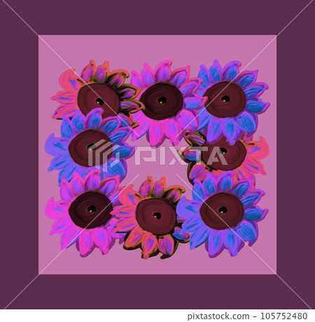 七彩花朵插畫背景 七彩花朵插畫背景 105752480