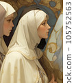 Woman looking in the mirror 105752563