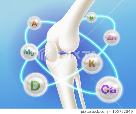 Multivitamin concept that nourishes bones knee joints and legs 105752849