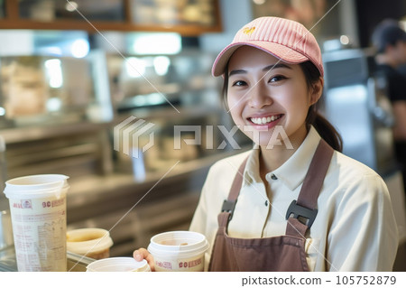 在快餐店工作的日本女性“AI生成圖像” 105752879