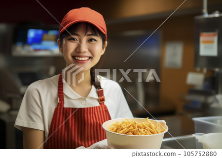 在快餐店工作的日本女性“AI生成圖像” 105752880