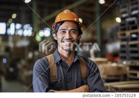 在工廠工作的亞洲外籍工人“人工智能生成的圖像” 105753129